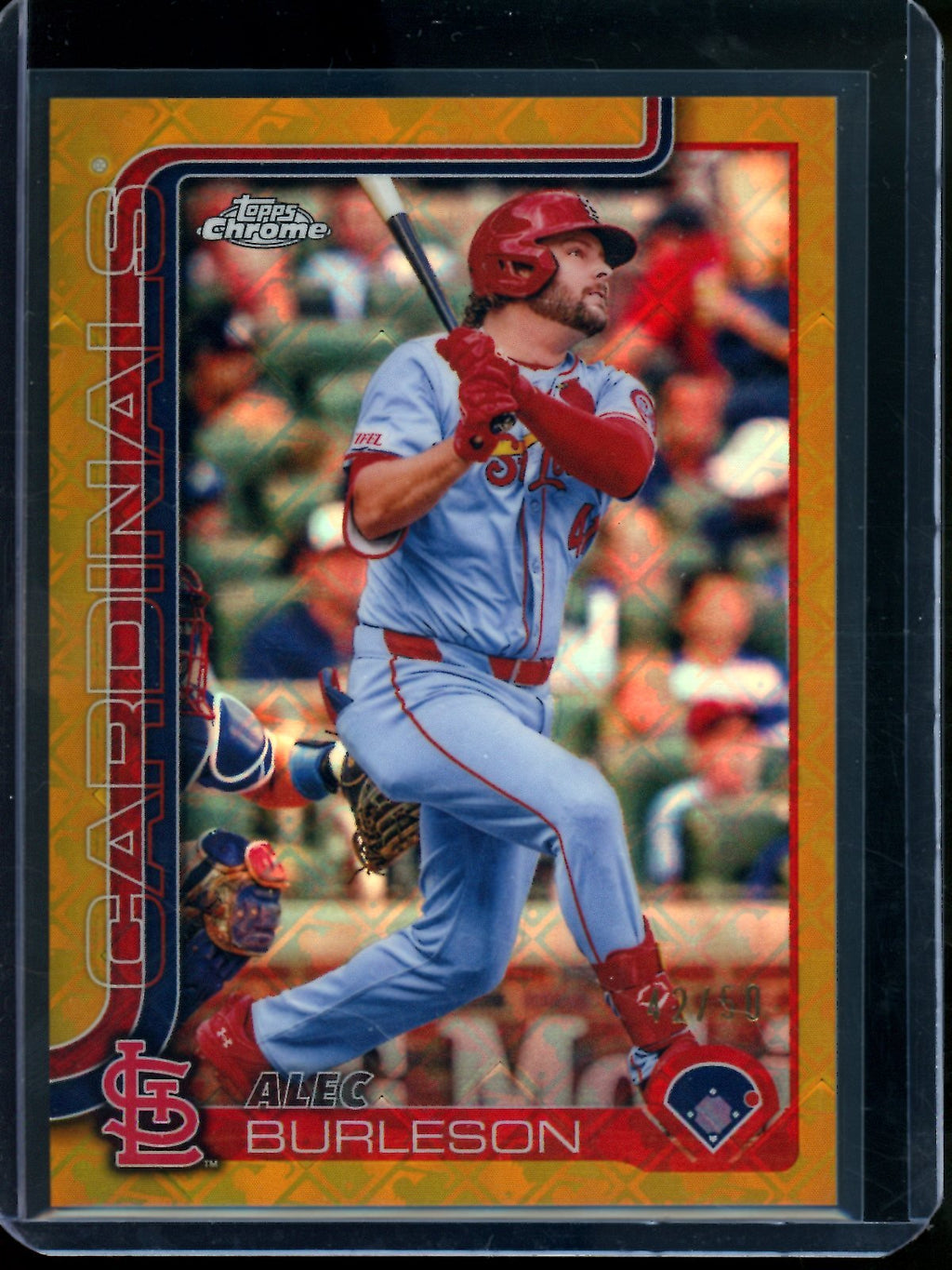 2025 Topps Chrome Logofractor Alec Burleson Gold Refractor /50 Cardinals