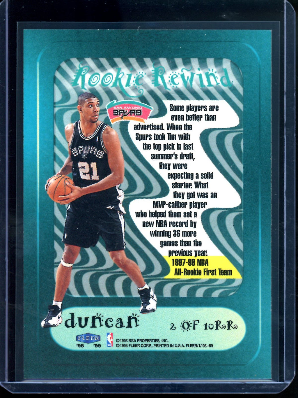 1998/99 Fleer Tradition Tim Duncan Rookie Rewind Spurs
