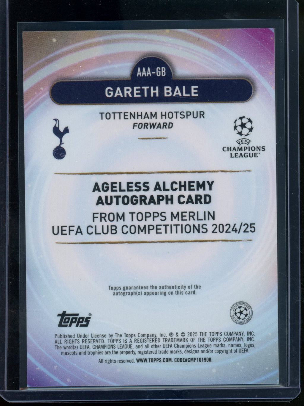 2025/26 Topps Merlin Gareth Bale Ageless Alchemy Orange Refractor Autograph /25 Tottenham