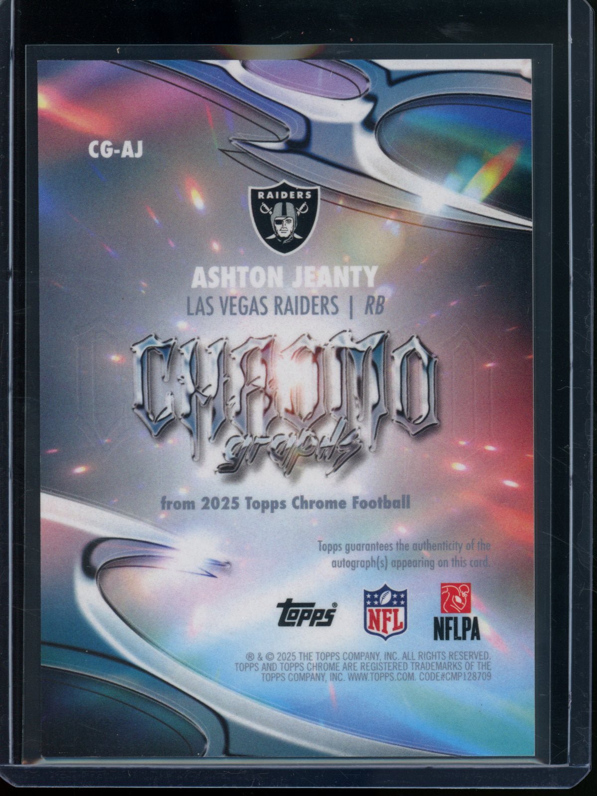 2025 Topps Chrome Ashton Jeanty Chromo Graphs Rookie RC Refractor Autograph 2/2 Raiders