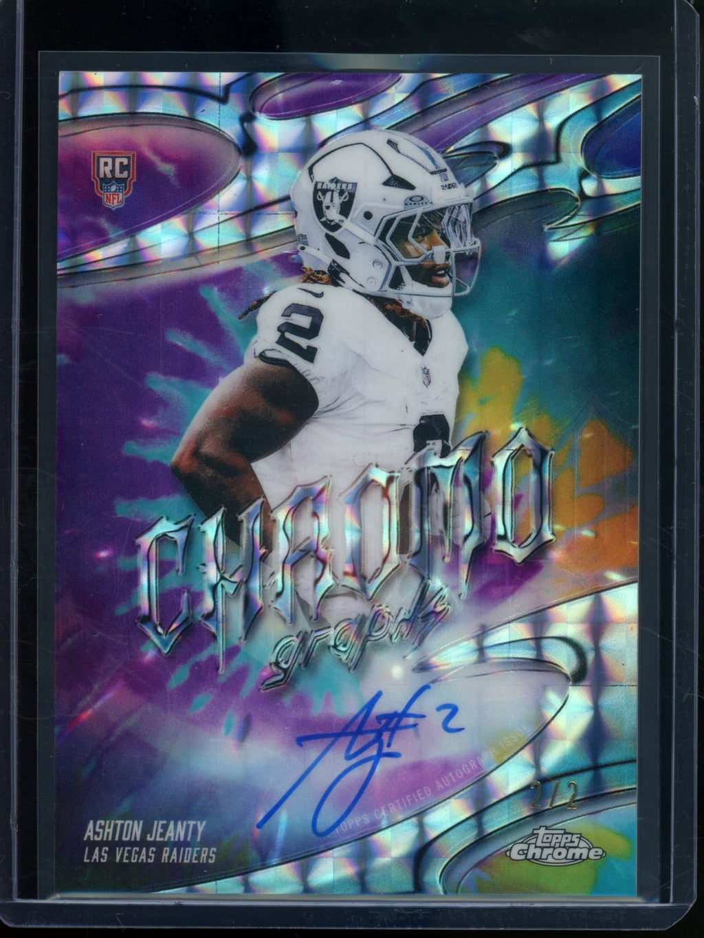 2025 Topps Chrome Ashton Jeanty Chromo Graphs Rookie RC Refractor Autograph 2/2 Raiders