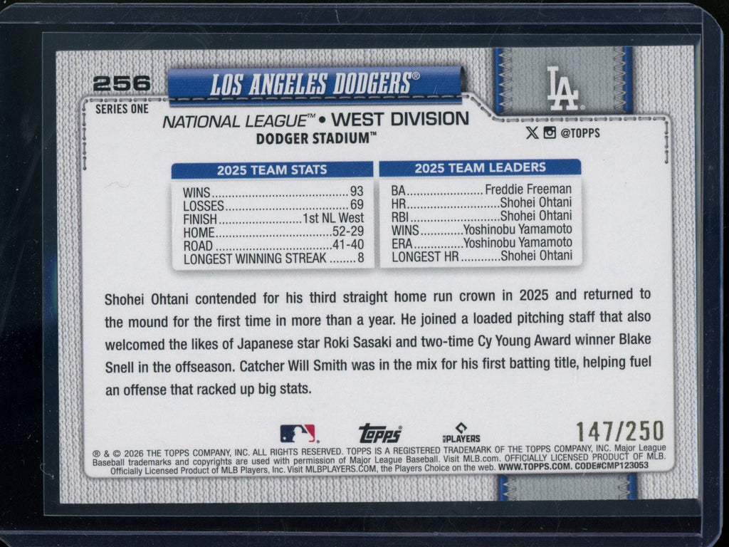 2026 Topps Flagship Dodgers Team Card Purple Foil /250 Dodgers