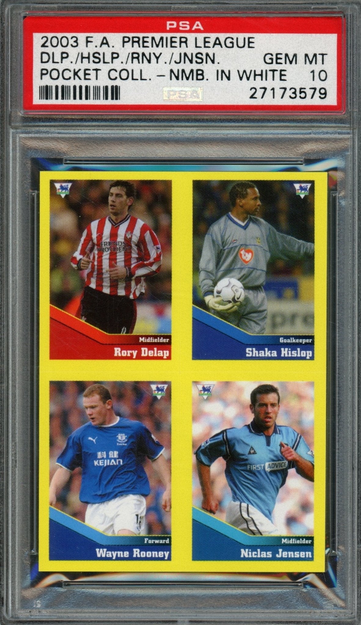 2003/04 Pocket Collection Wayne Rooney Rookie RC NMB. In White PSA 10