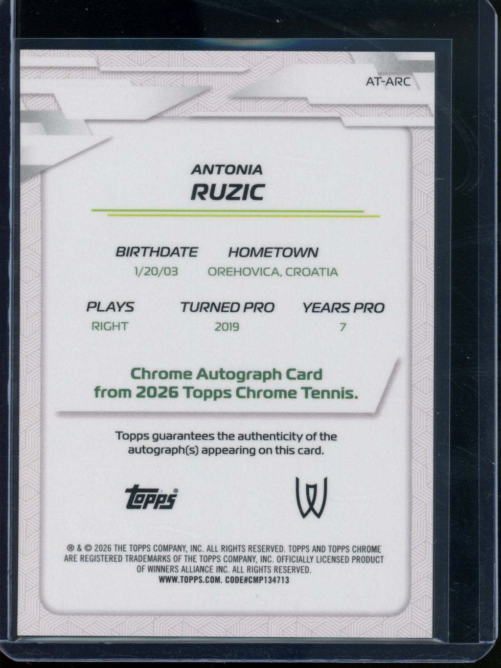 2026 Topps Chrome Antonia Ruzic Rookie RC Pink Refractor Autograph /250