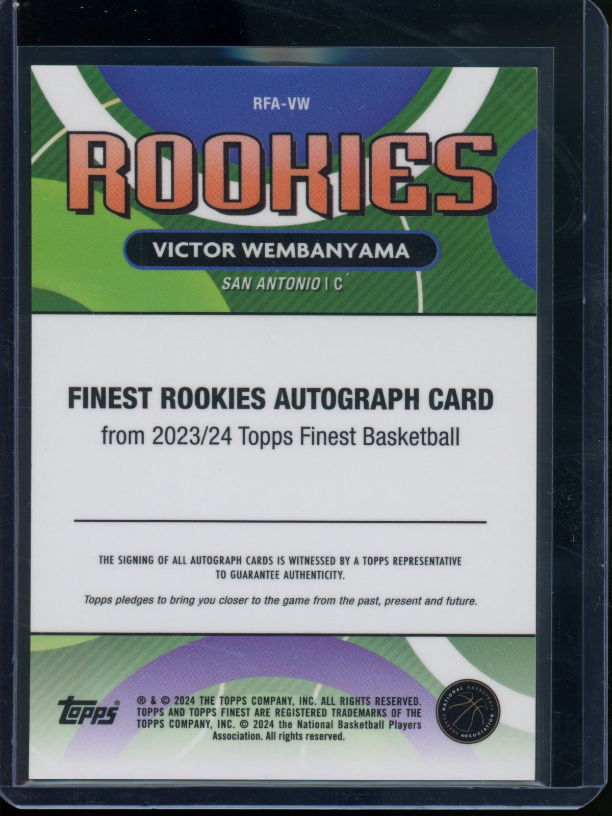 2023/24 Topps Finest Victor Wembanyama Finest Rookies RC Autograph #RFA-VW Spurs