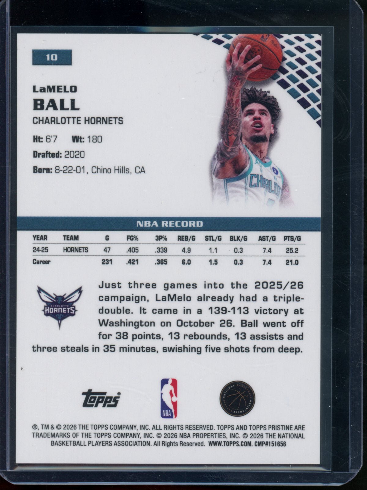 2025/26 Topps Pristine Lamelo Ball Gold Refractor /50 Hornets / Timberwolves