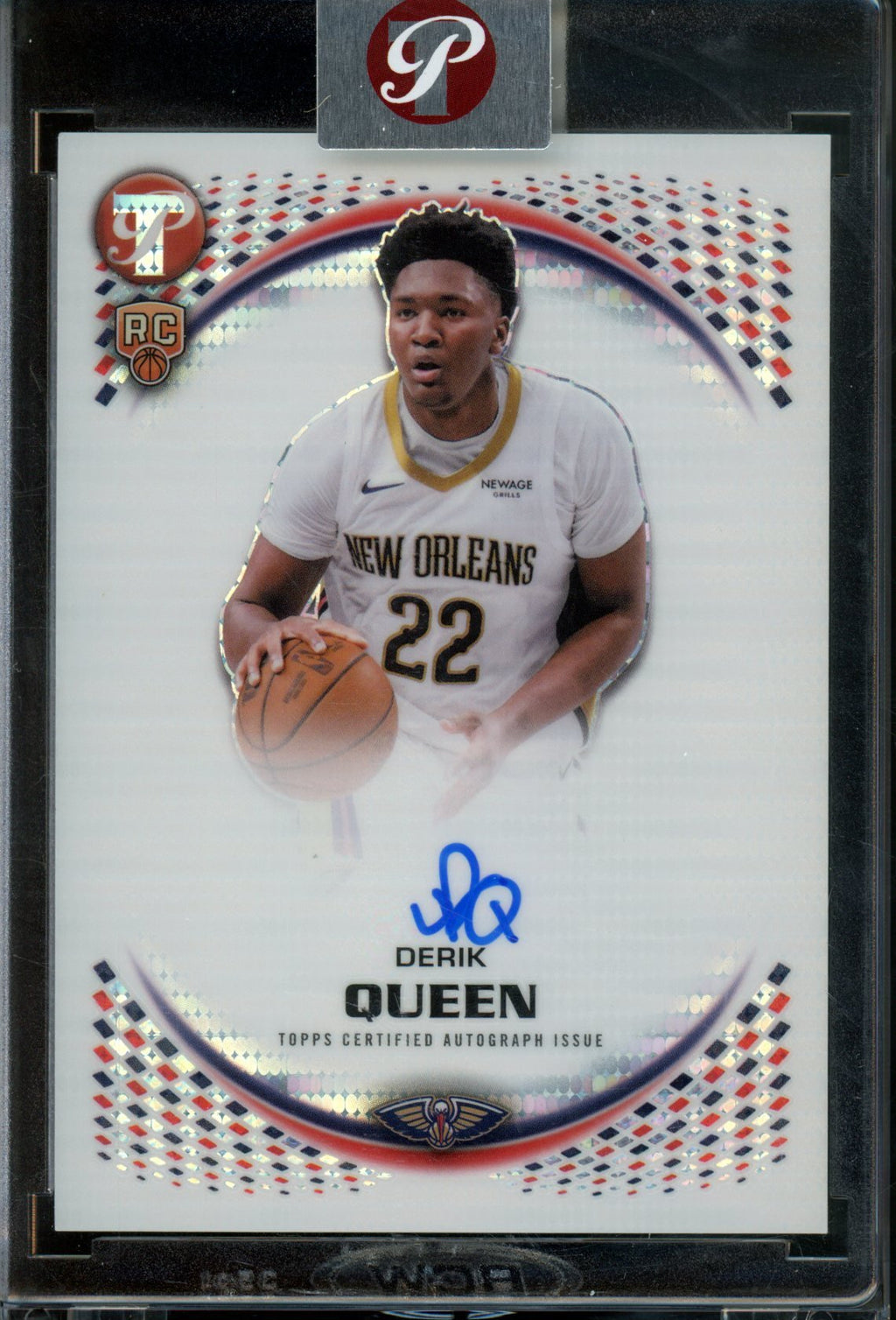 2025/26 Topps Pristine Derik Queen Rookie RC Refractor Encased Autograph Pelicans