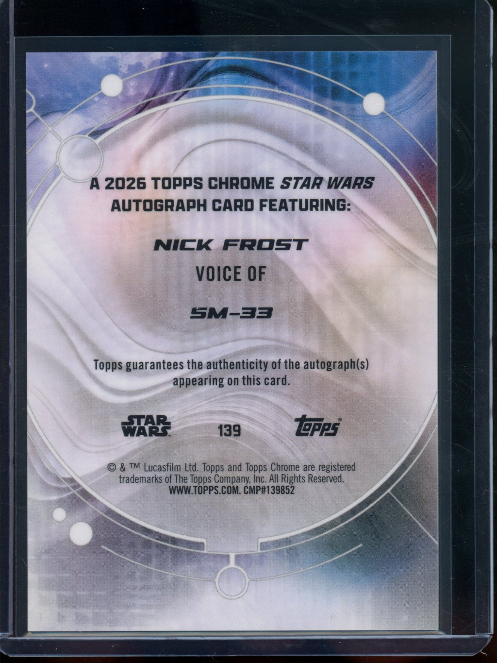 2026 Topps Chrome Star Wars SM-33 Nick Frost Green Refractor Autograph /99
