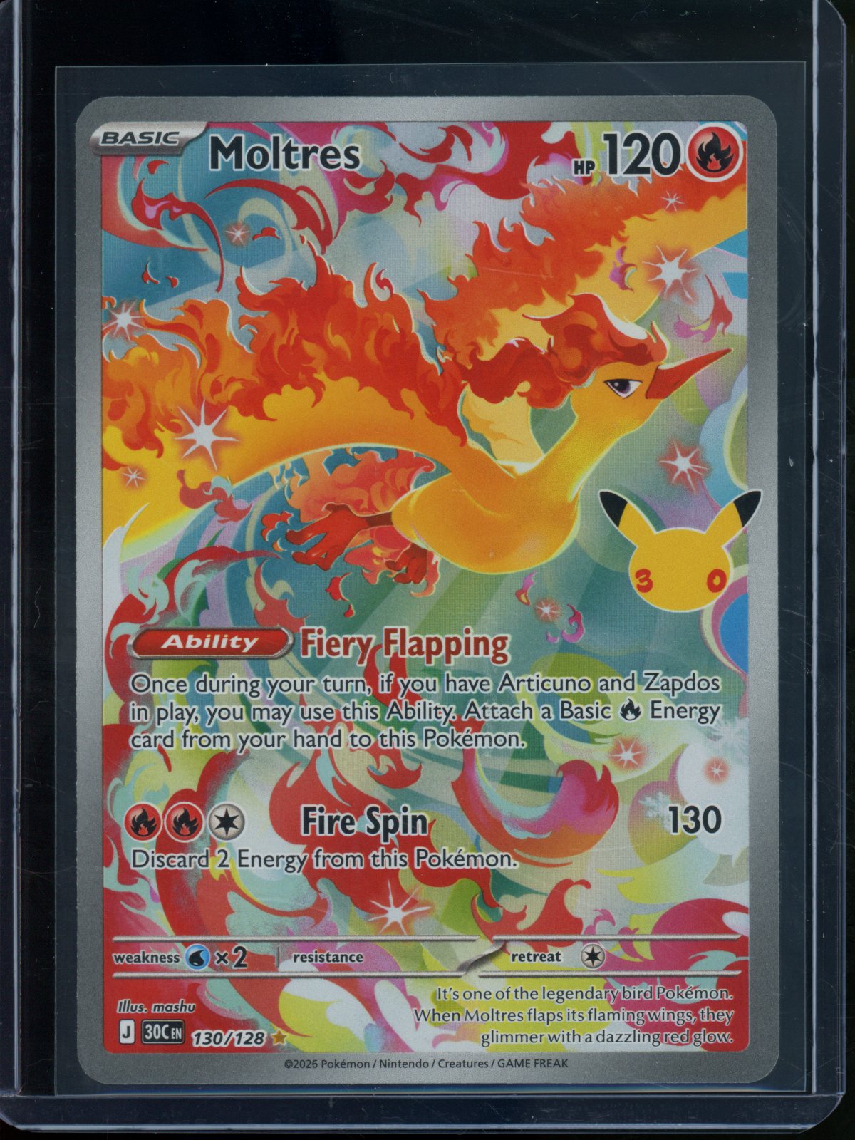2026 Pokemon 30th Anniversary Moltres 130/128