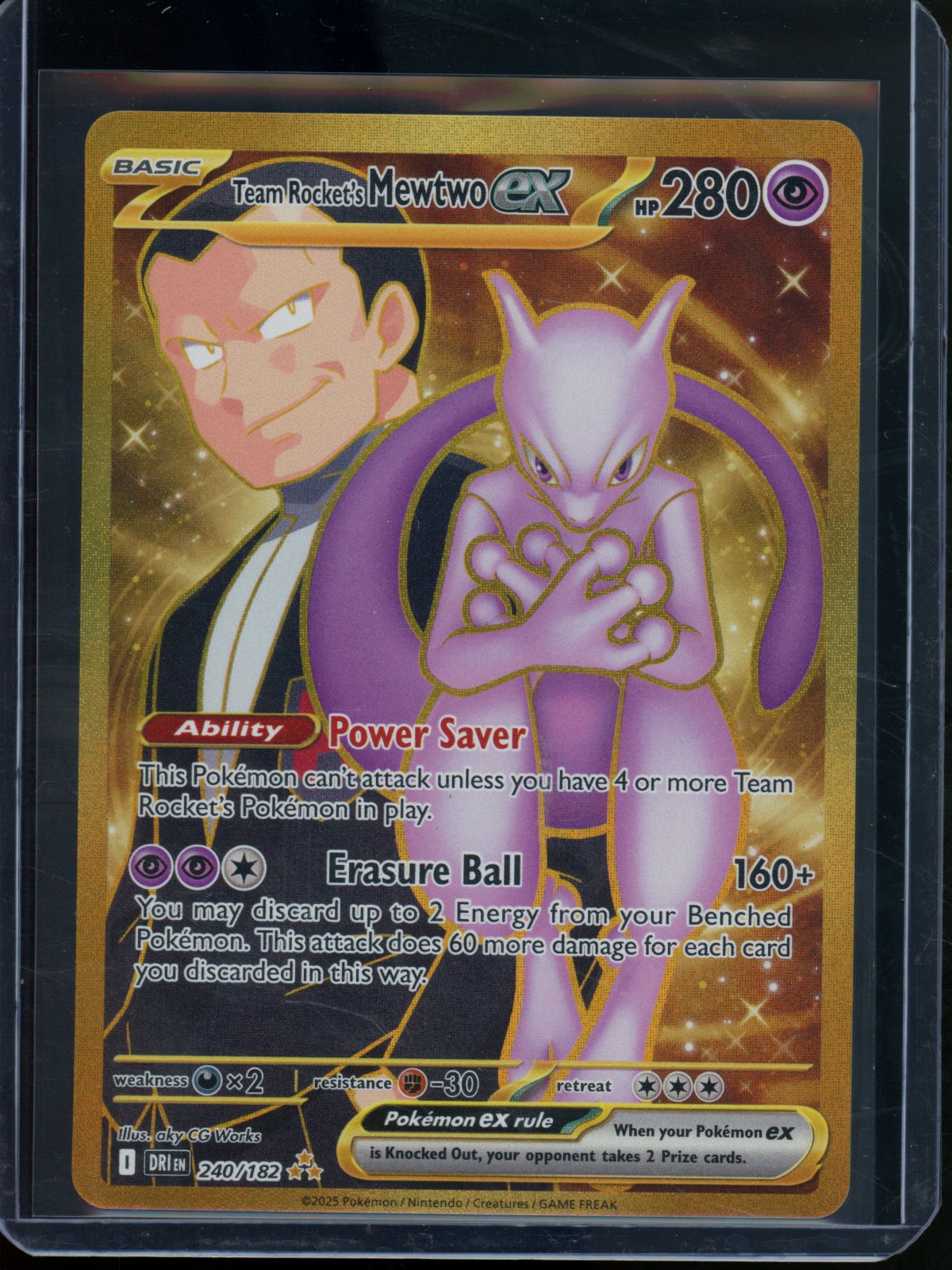 2025 Pokemon Destined Rivals Team Rocket's Mewtwo EX 240/182 (A)