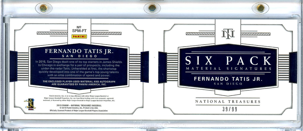 2019 Panini National Treasures Fernando Tatis Jr. RC Six Pack Booklet /99 Padres
